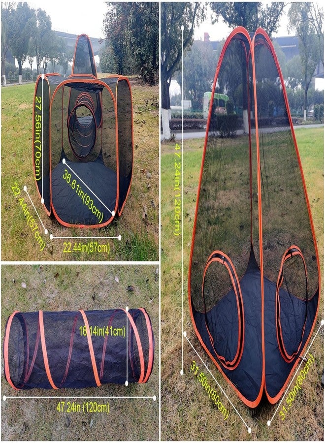 HI SUYI Portable Cat Small Animals Playpen DIY Outdoor Enclosures Freely Combinable 2in1 4in1 6in1 Pop Up Pet Play Tent Tunnel Cube House for Cat Puppy Rabbit (4in1 Tower Tent Tunnel) - Image 3